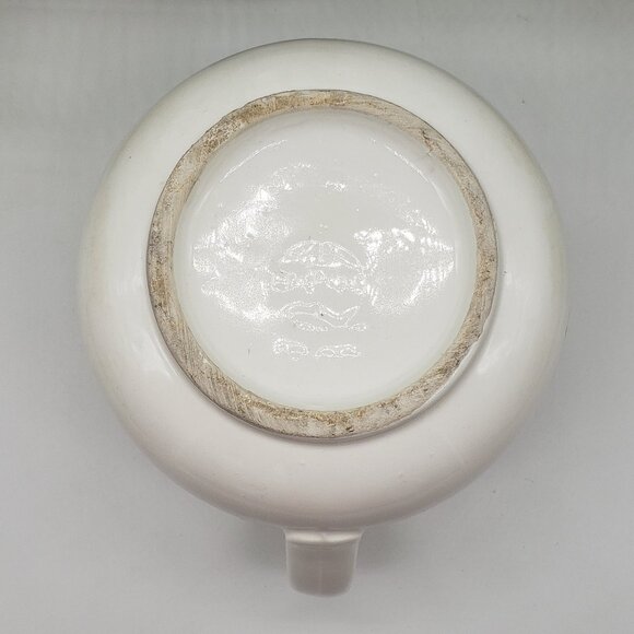 Vintage 1977 Japanese White Yellow Blue Florals Ceramic Pitcher - AS IS - Picture 9 of 10